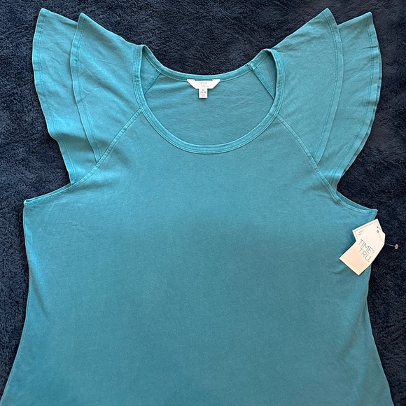 Time and Tru Women's FLUTTER SLEEVE T-Shirt Size XL BLUE - Picture 5 of 11